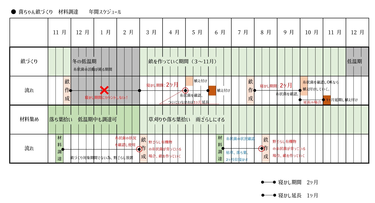 菌ちゃん農法の畝づくりのスケジュール