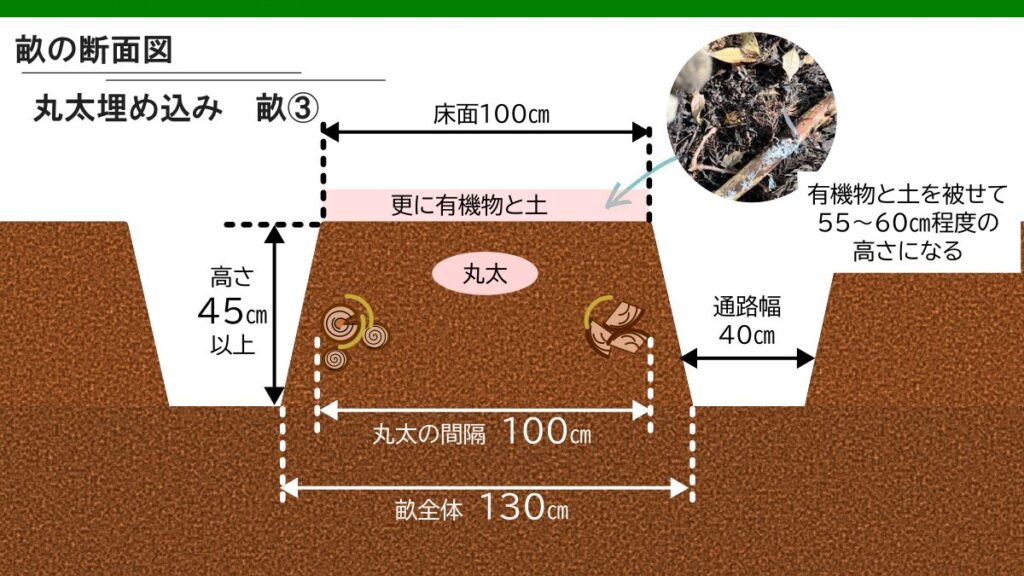 畝の形を整える