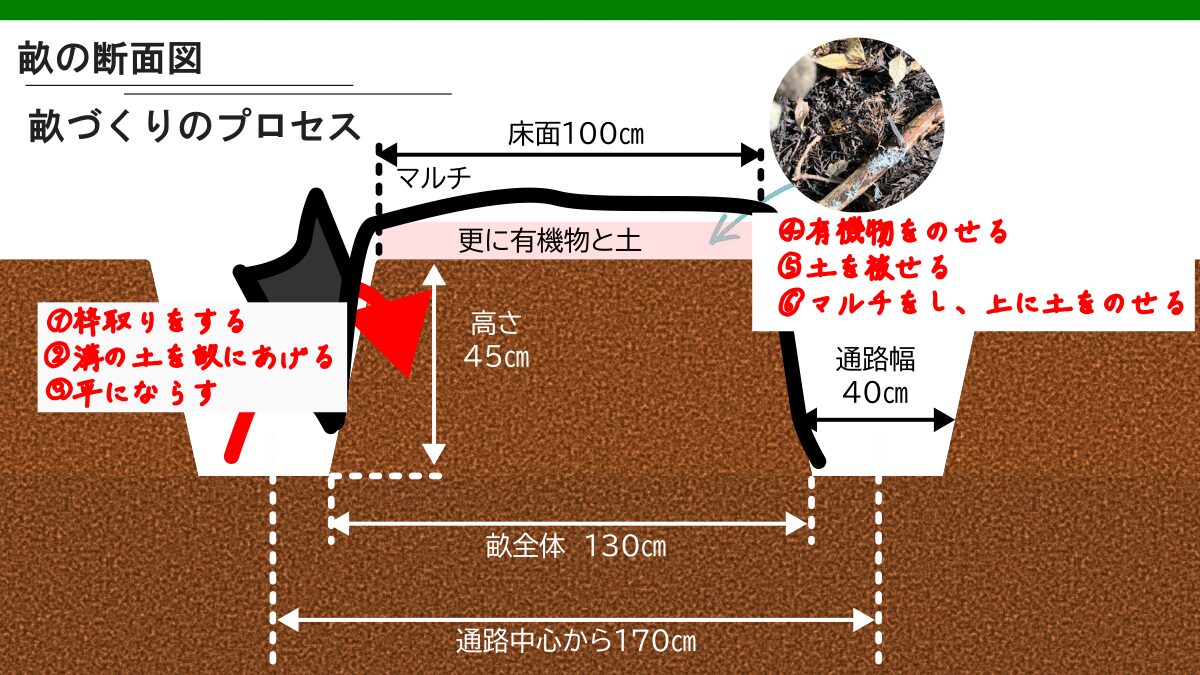 菌ちゃん畝の作り方　流れ