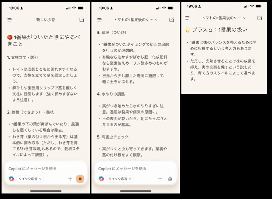 copilot回答 トマト生長段階