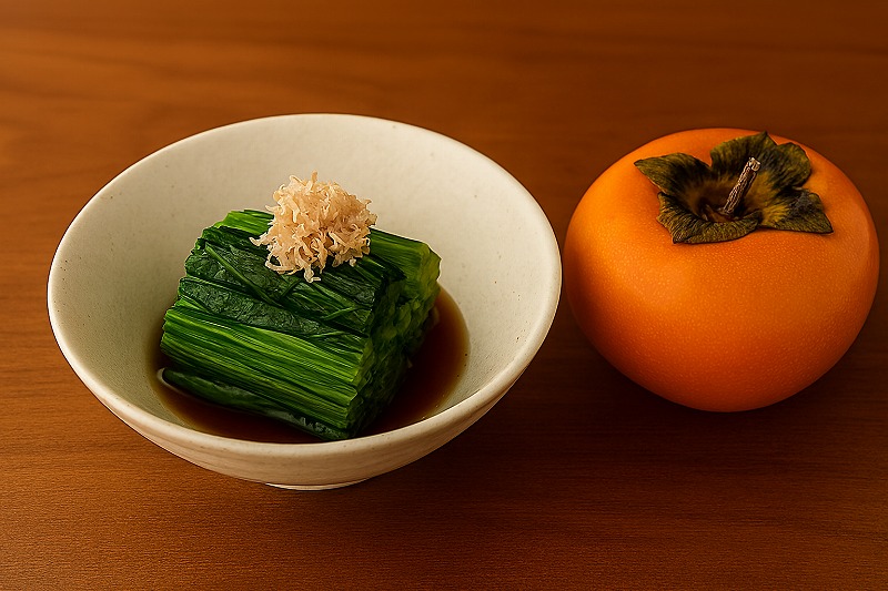 ホウレンソウと柿